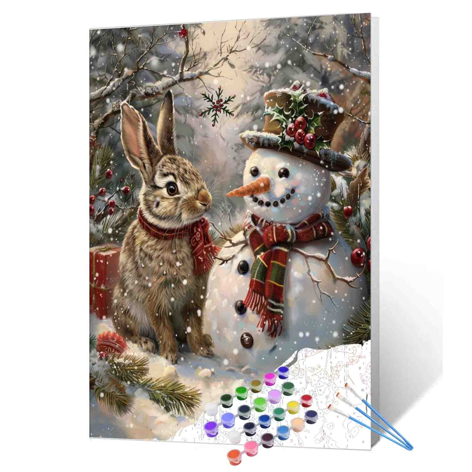 tucocoo-snow-bunny-snowman-malen-nach-zahlen-40x50-weihnachten image 1