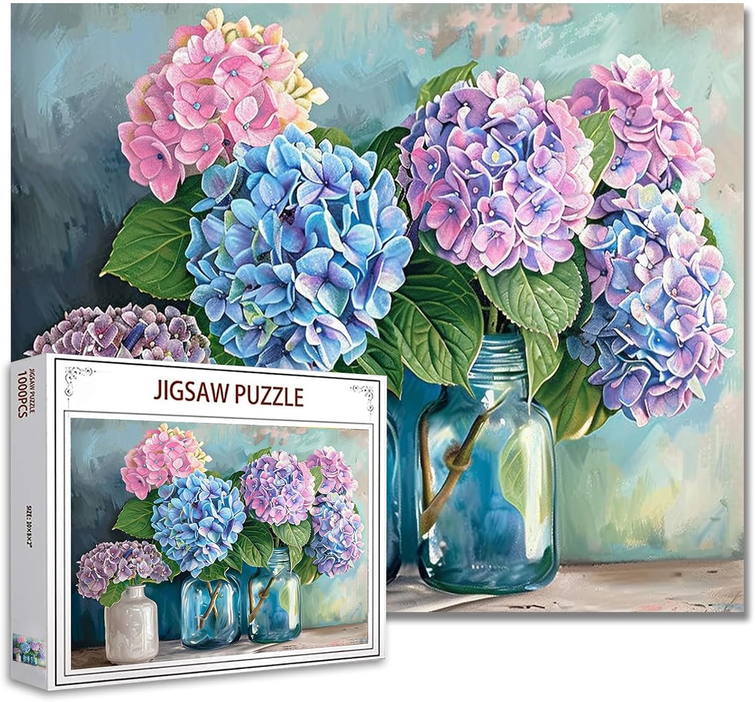 tucocoo-hydrangea-bottle-vase-puzzle-1000-teile-hortensie image 1