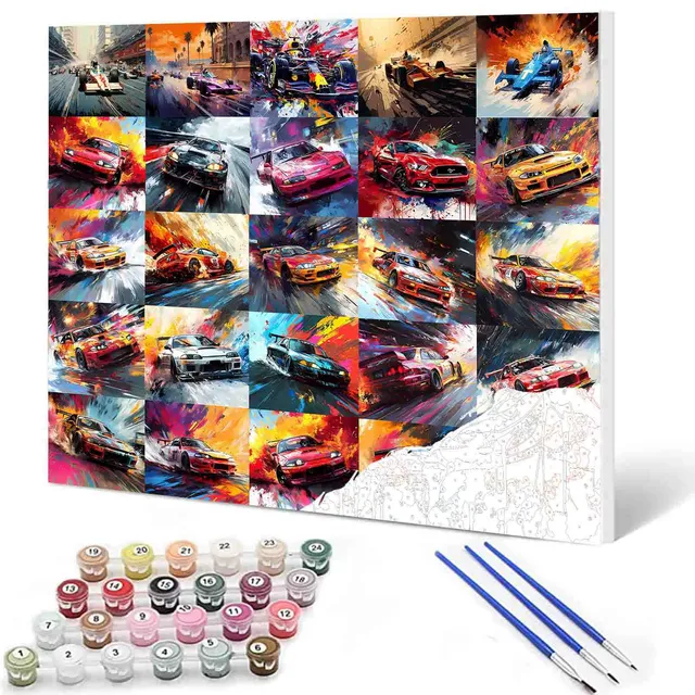 tucocoo-color-rush-race-car-malen-nach-zahlen-ohne-rahmen image 1