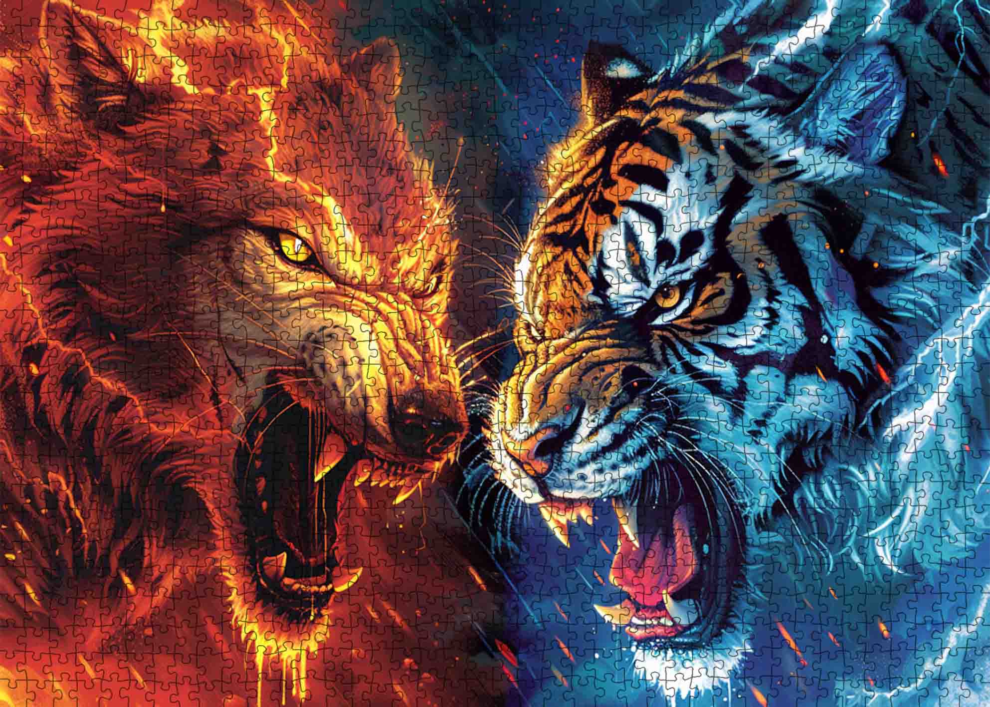 tucocoo-fire-and-ice-puzzle-1000-teile-wolf-tiger image 2