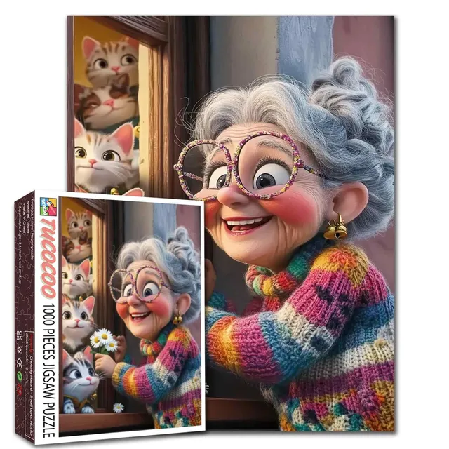 tucocoo-jigsaw-grandma-and-kittens-puzzle-1000-teile-katzen image 1