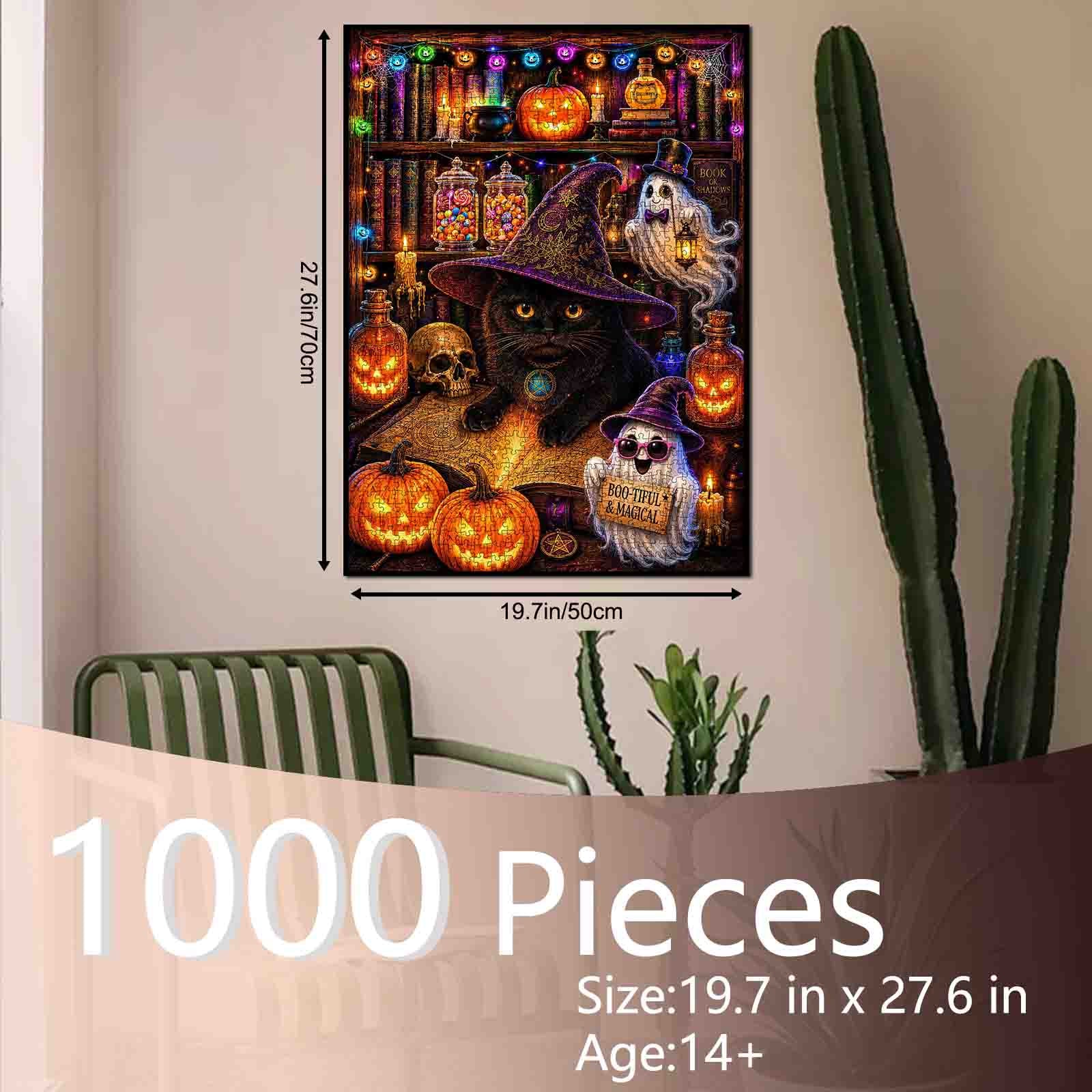 tucocoo-black-cat-witchy-library-puzzle-1000-teile-halloween image 5
