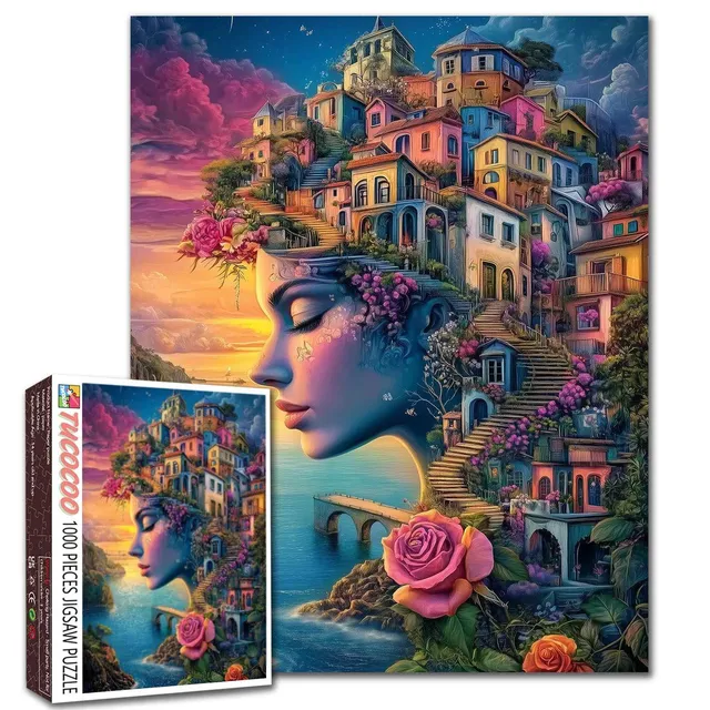 tucocoo-dreamy-seaside-town-face-puzzle-1000-teile-kunst image 1