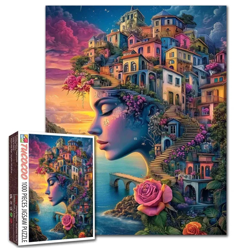 tucocoo-dreamy-seaside-town-face-puzzle-1000-teile-kunst image 1