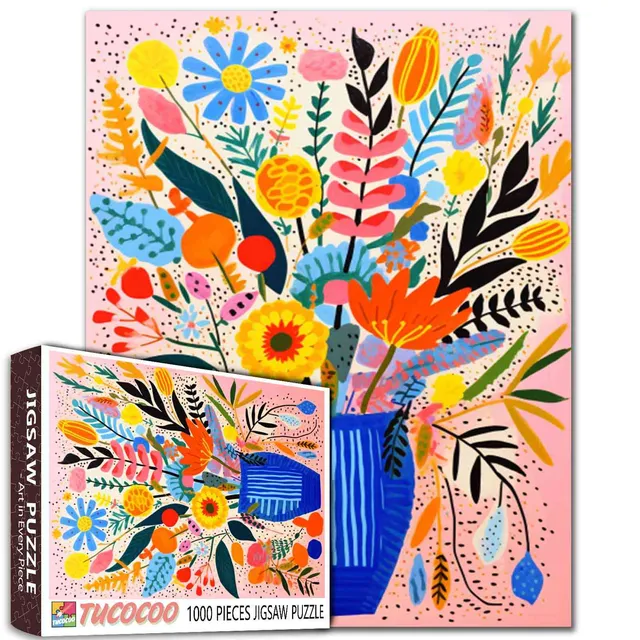 tucocoo-bright-blooms-in-blue-vase-puzzle-1000-teile-blumen image 1