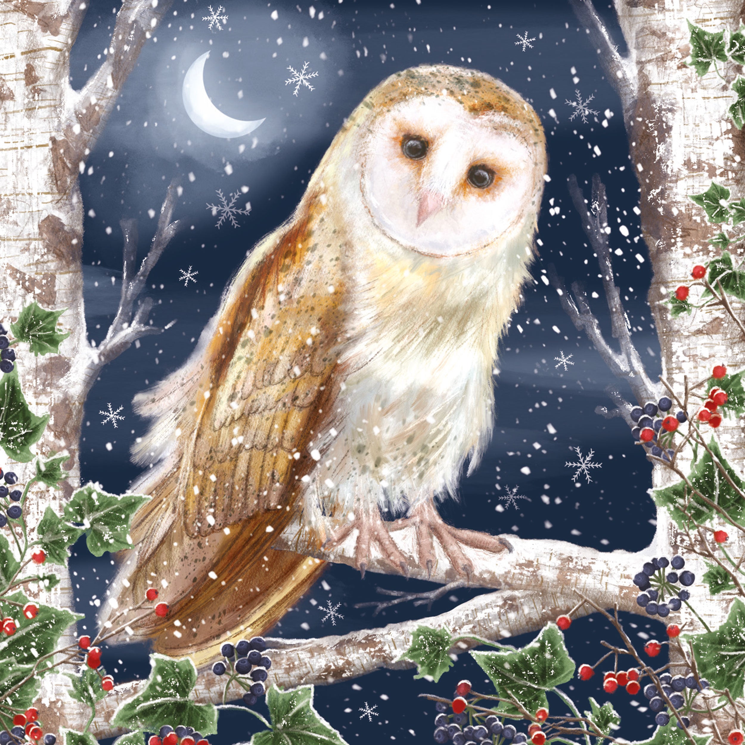 otter-house-christmas-moonlight-owl-weihnachtskarten-10er-pack image 1