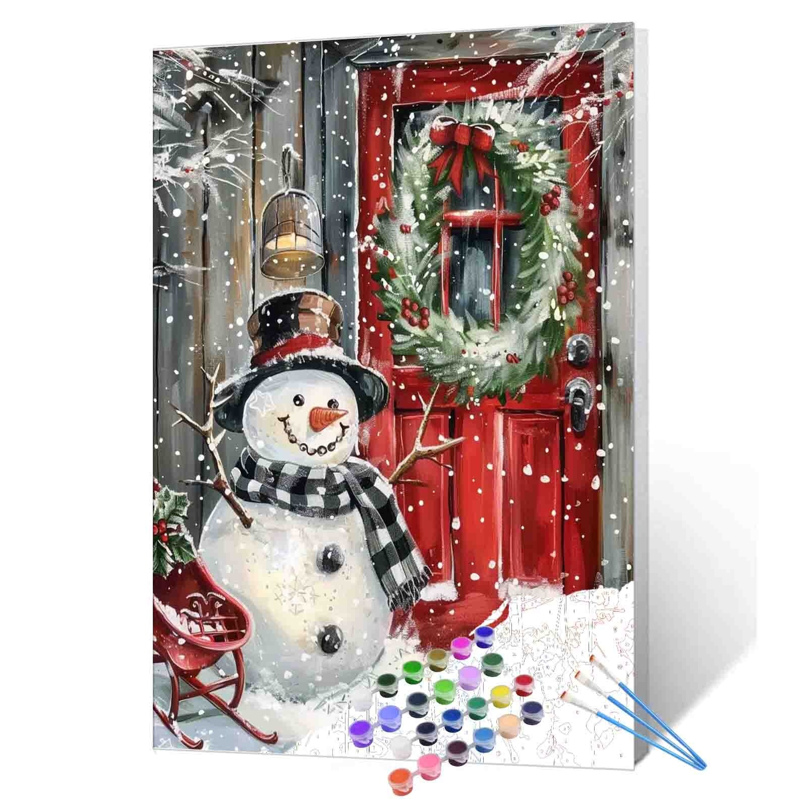 tucocoo-snowman-at-door-malen-nach-zahlen-40x50-weihnachten image 1