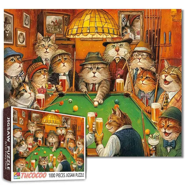 tucocoo-jigsaw-gentlemen-cats-puzzle-1000-teile-billard image 1
