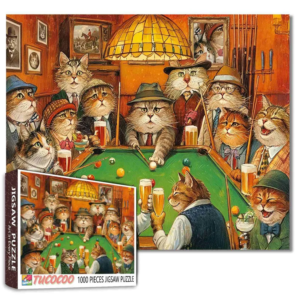 tucocoo-jigsaw-gentlemen-cats-puzzle-1000-teile-billard image 1