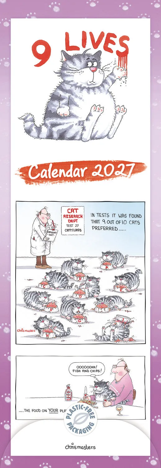 otter-house-9-lives-slim-calendar-2027-wandkalender-katze image 1