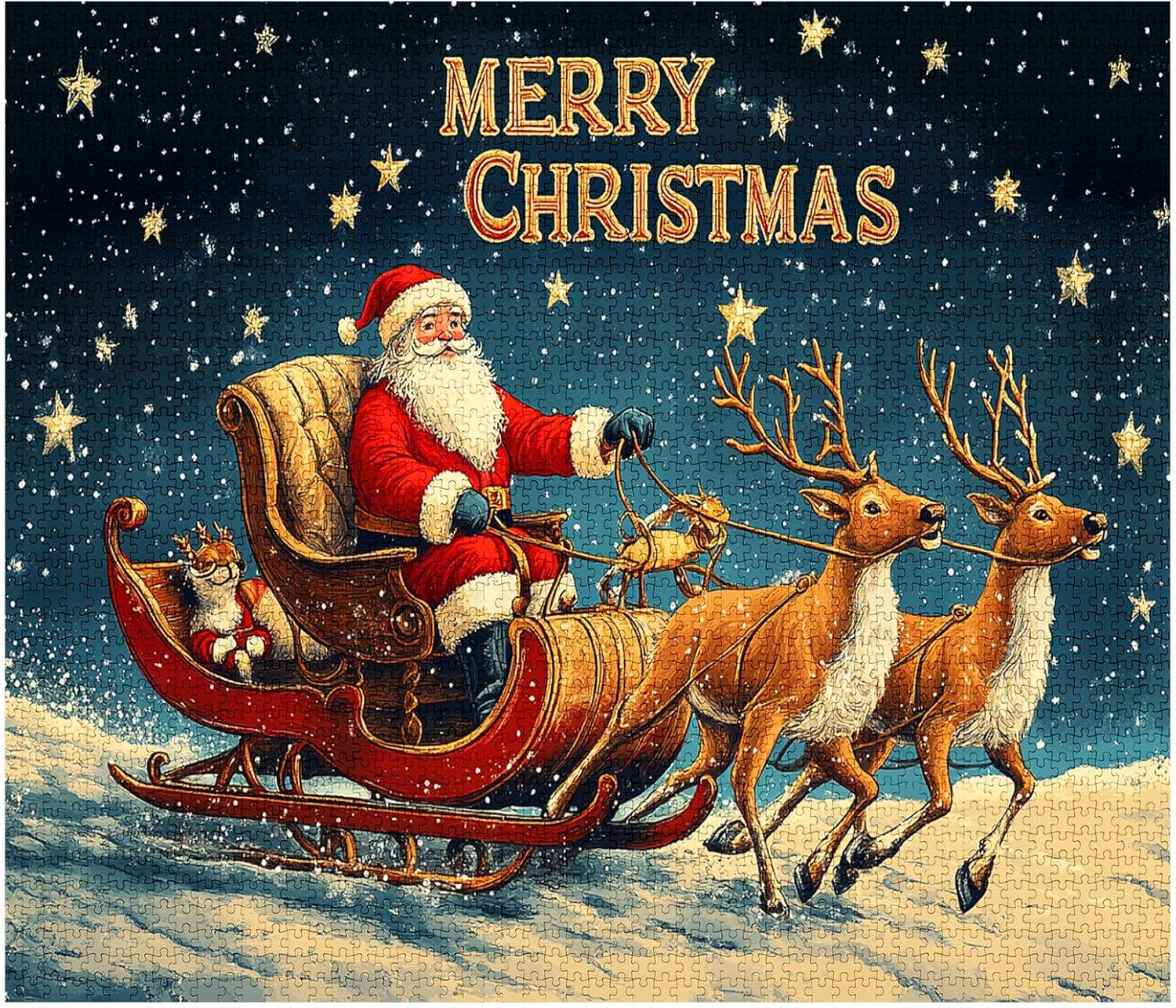 tucocoo-santa-claus-reindeer-sleigh-puzzle-1000-teile-weihnacht image 2