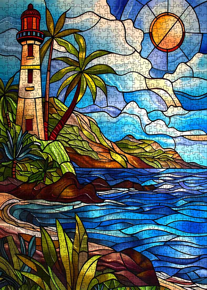 tucocoo-lighthouse-stained-glass-puzzle-1000-teile-meer image 2