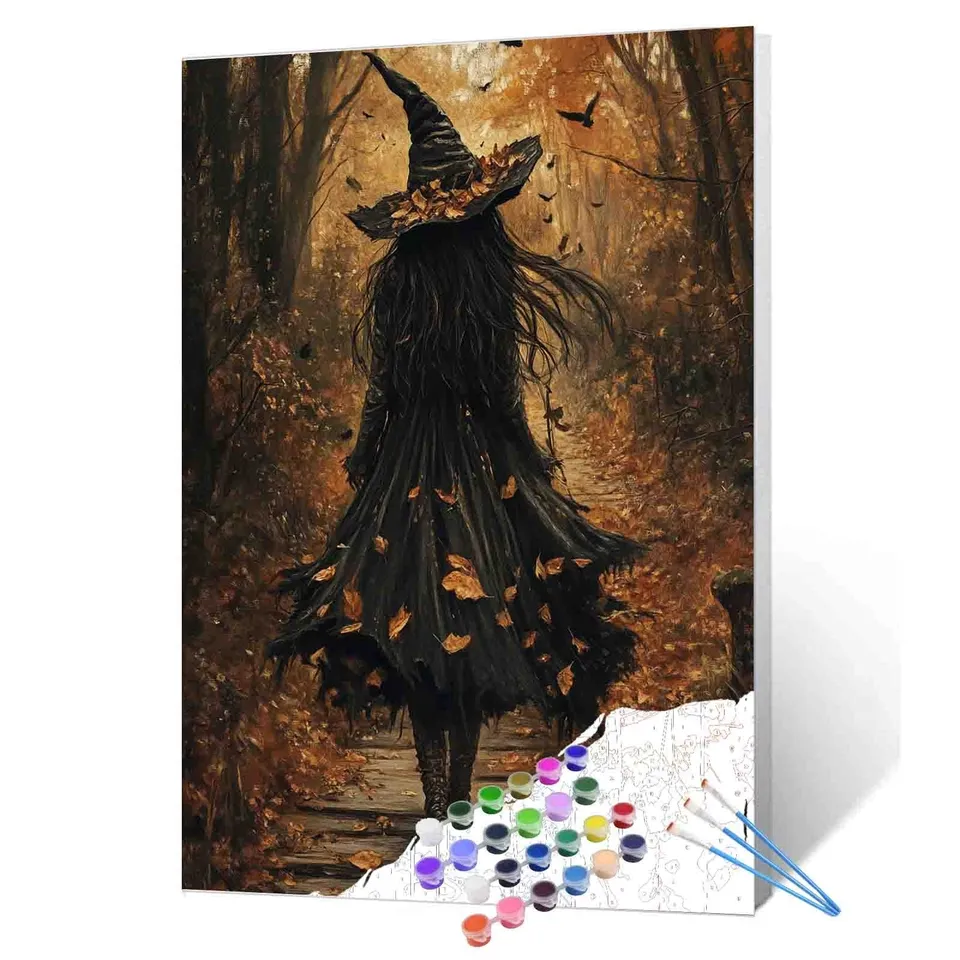 tucocoo-paint-by-numbers-autumn-forest-witch-walk-malen-nach-zahlen-40x50 image 1