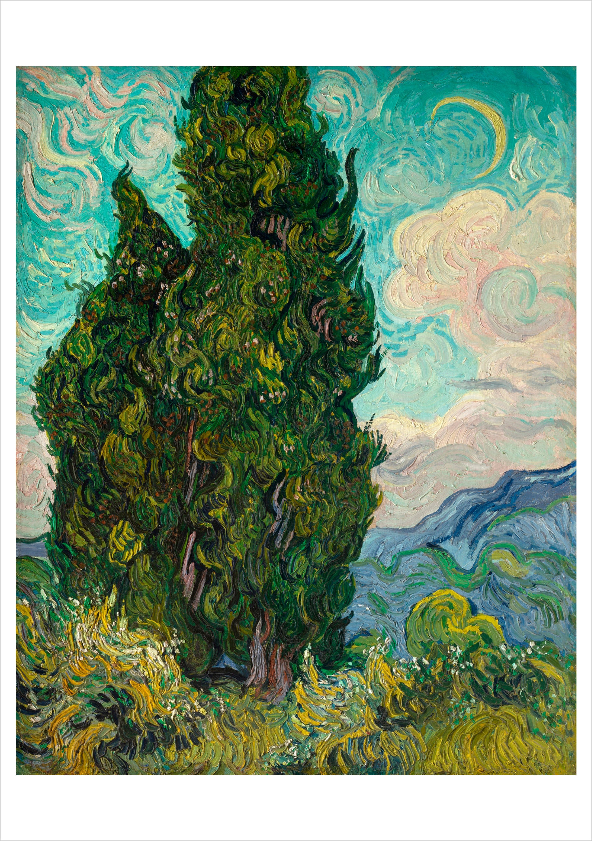 pomegranate-blank-notecards-van-gogh-cypresses-klappkarte image 1