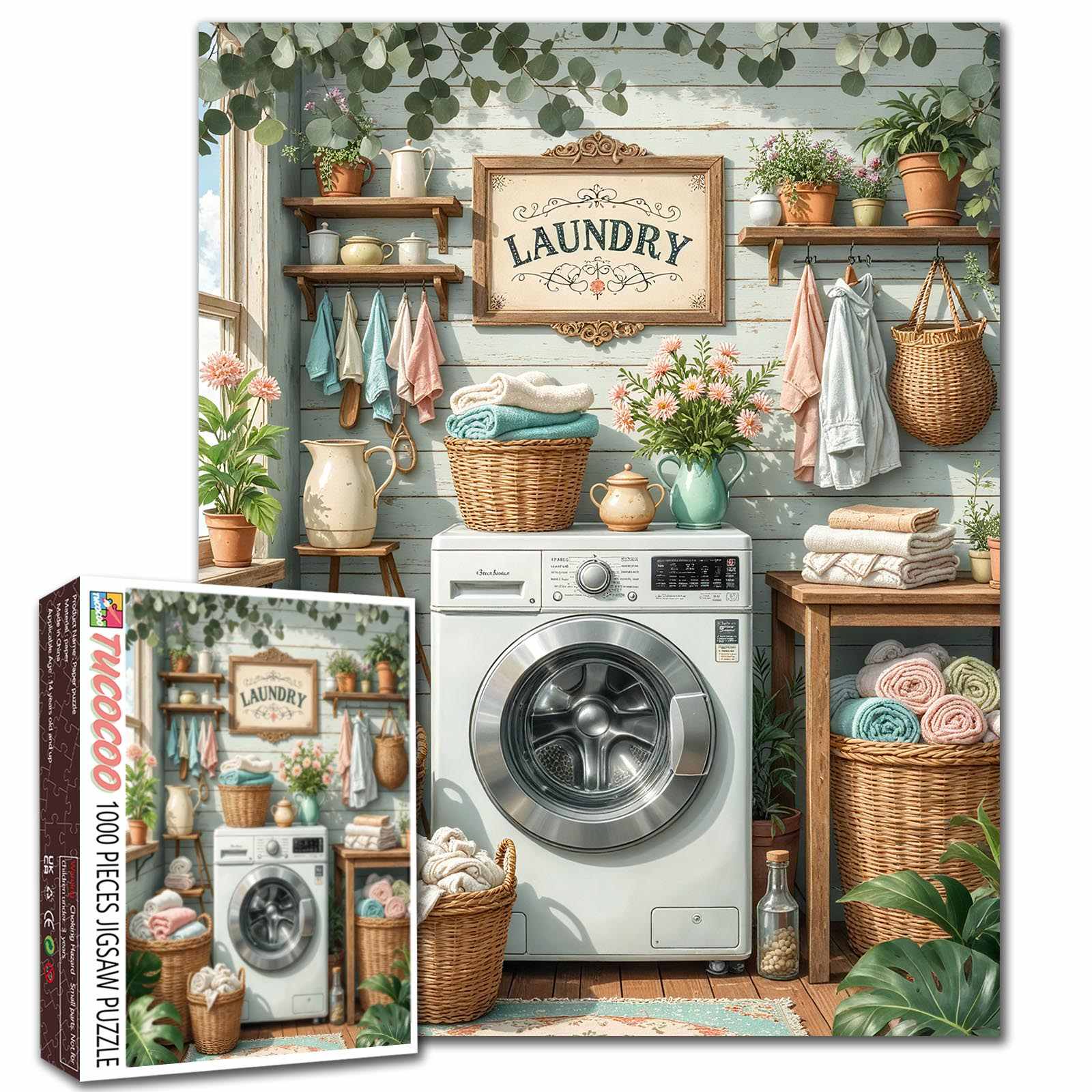 tucocoo-cozy-green-laundry-room-puzzle-1000-teile image 1