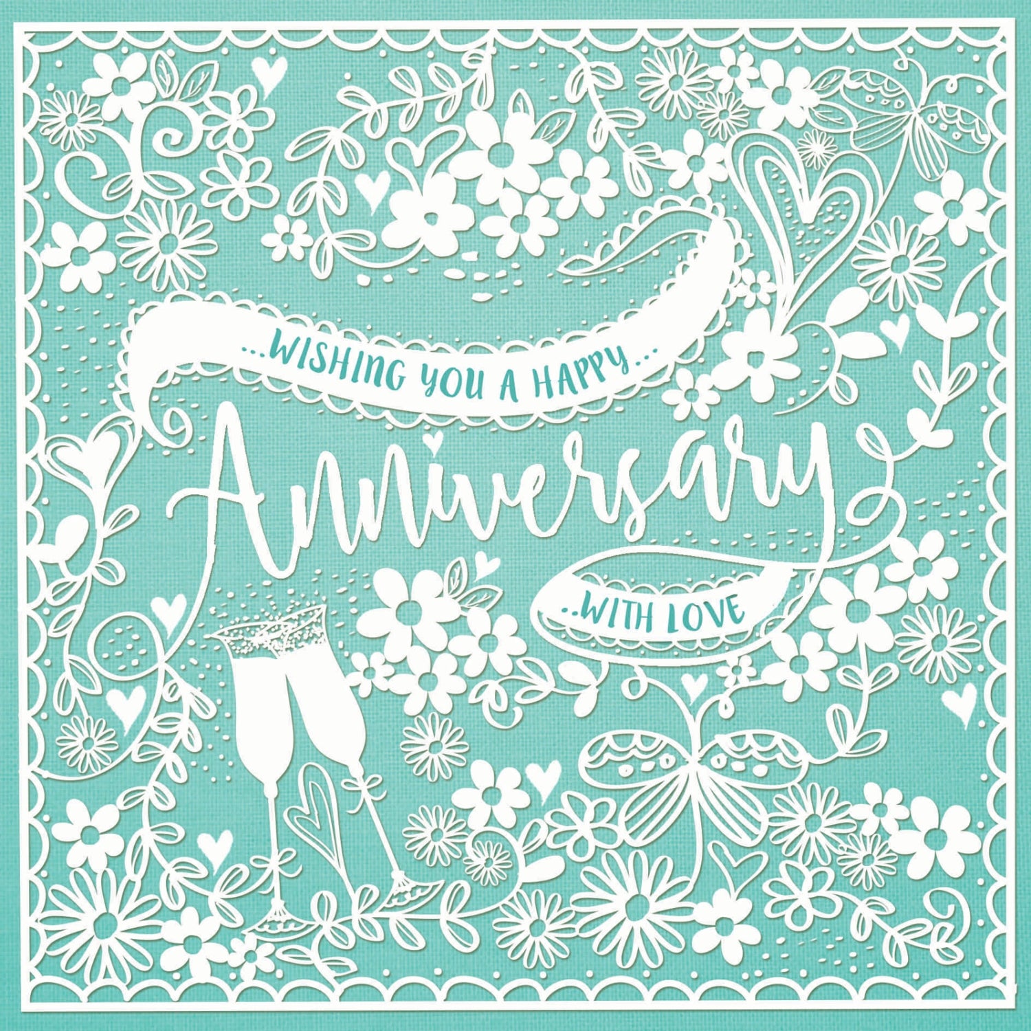 otter-house-anniversary-pretty-papercut-grusskarte-blumen image 1