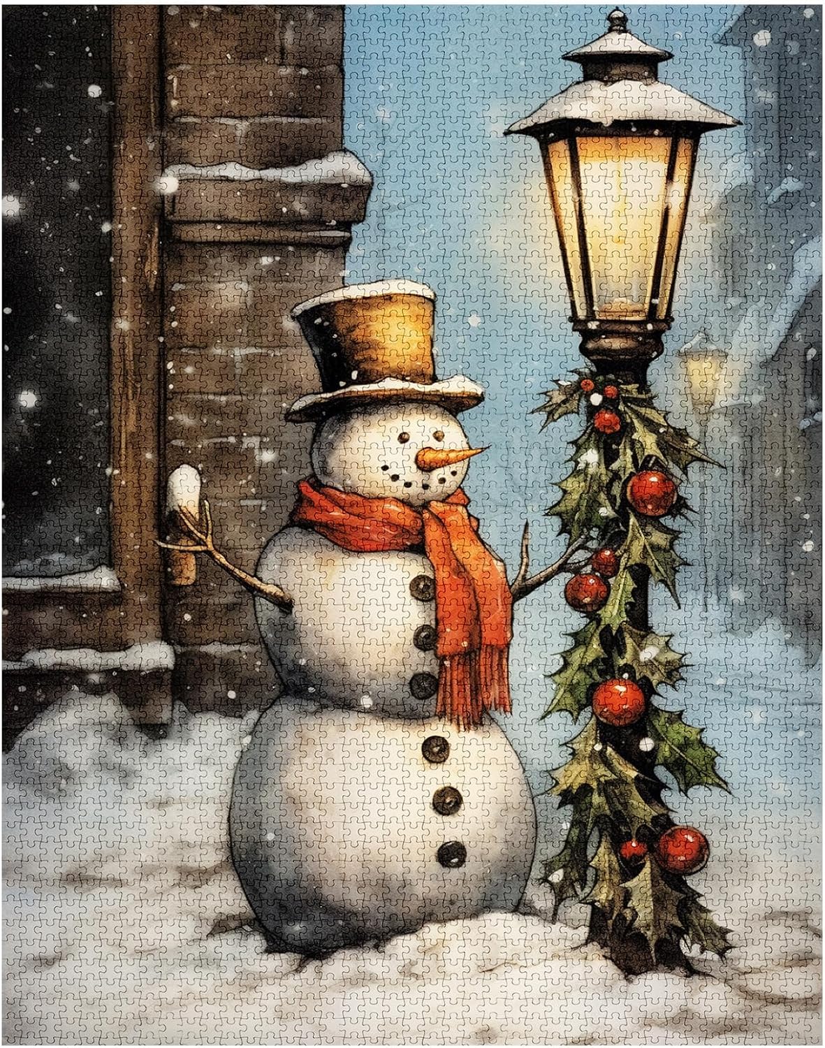 tucocoo-snowman-on-christmas-street-puzzle-1000-teile-weihnachten image 2