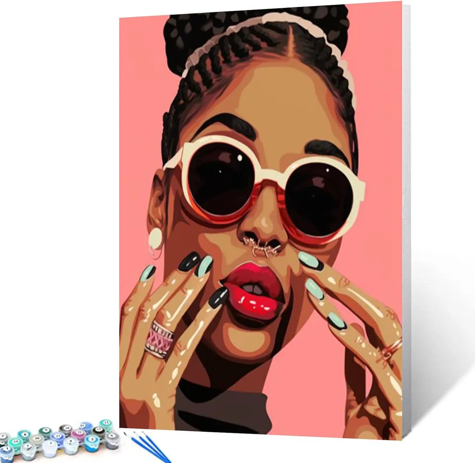 tucocoo-african-american-beauty-girl-malen-nach-zahlen-40x50 image 1