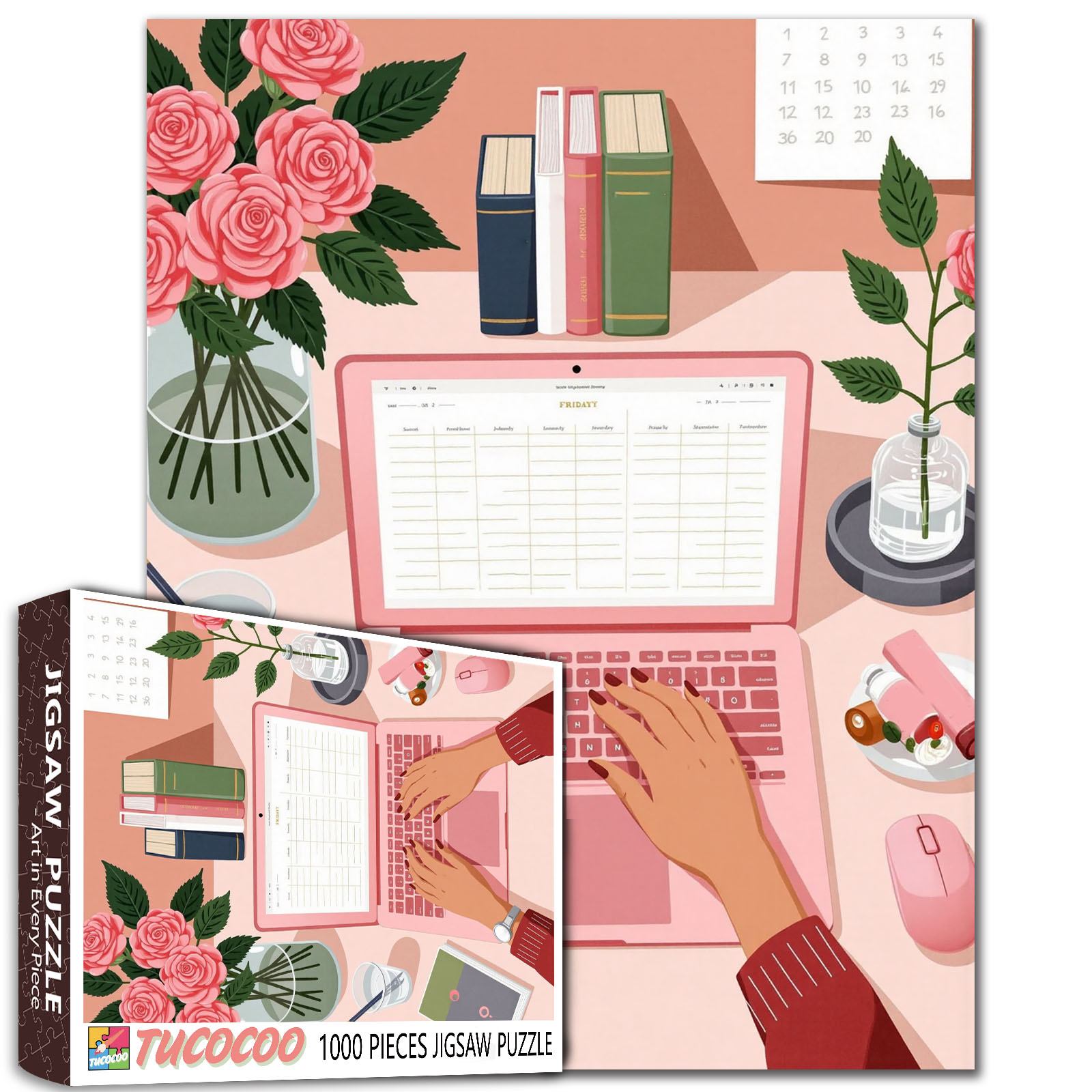 tucocoo-pink-workspace-serenity-puzzle-1000-teile-rosa image 1