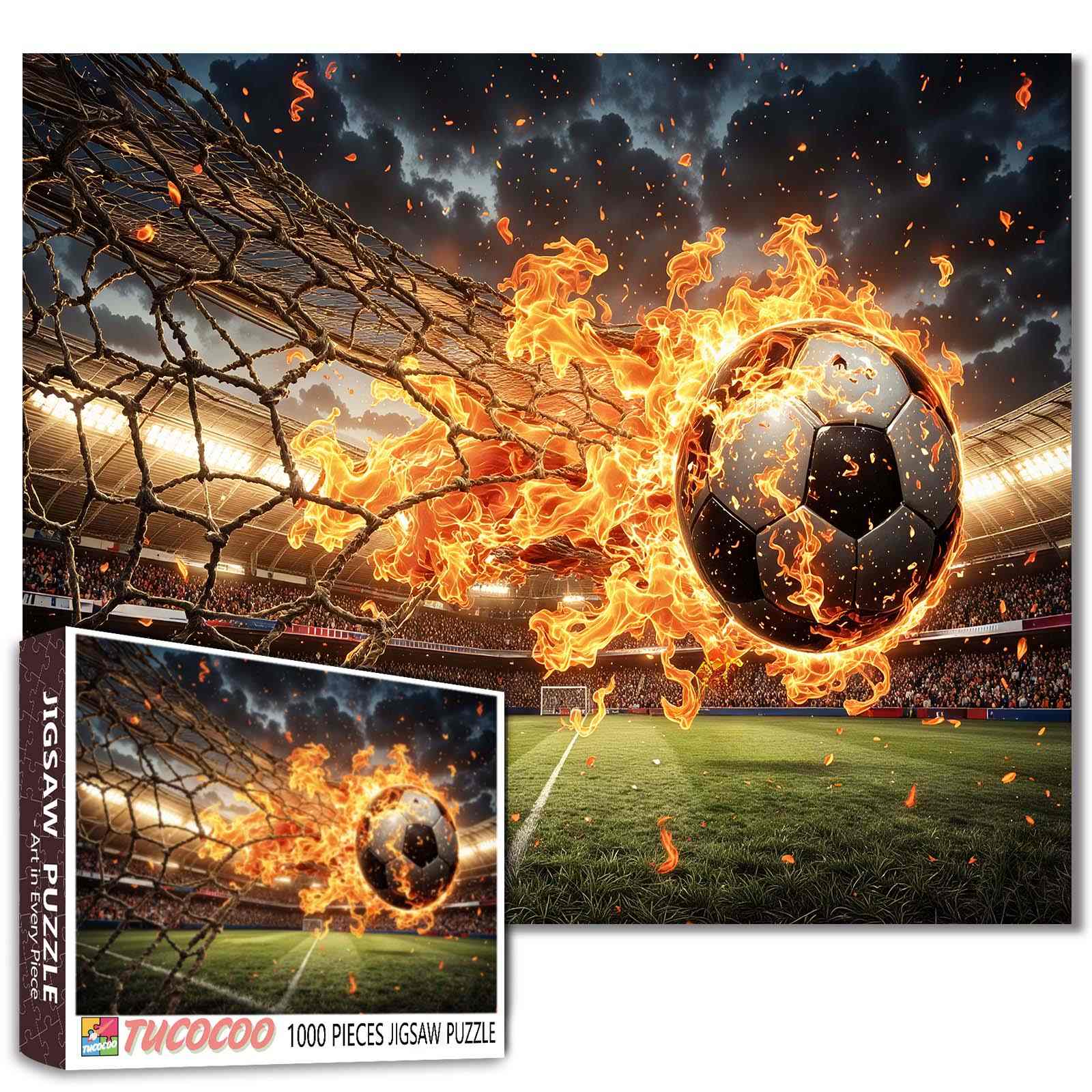 tucocoo-fu-ball-stadion-jigsaw-puzzle-1000-teile-burning-ball image 1