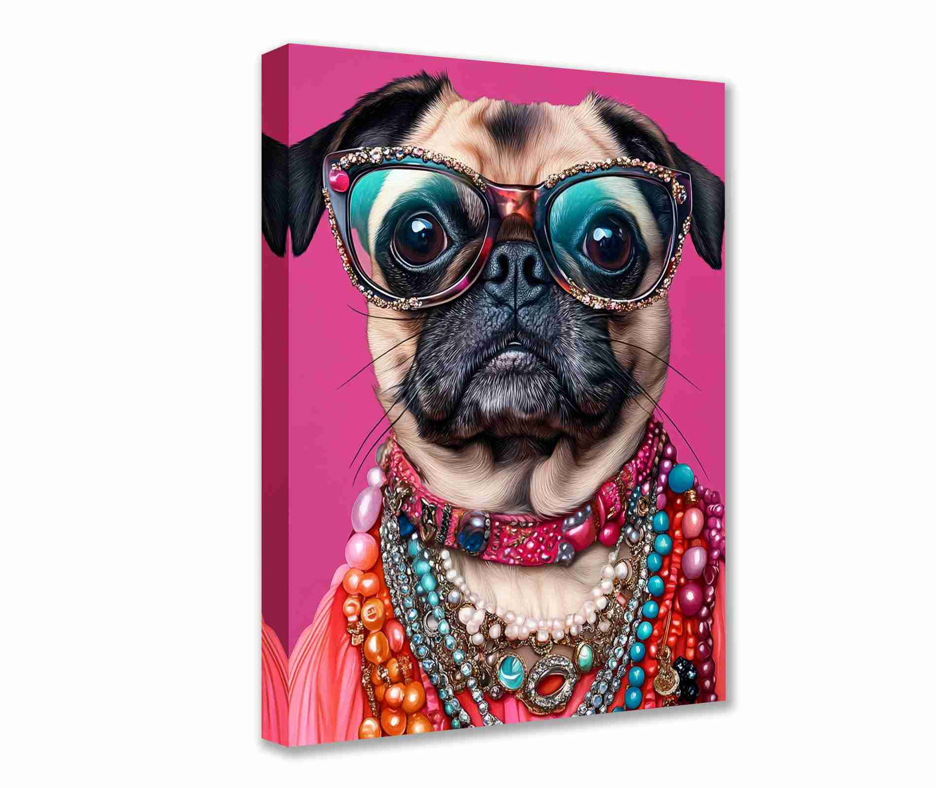 tucocoo-glamour-mops-leinwandbild-30x40cm-gerahmt-pink image 1