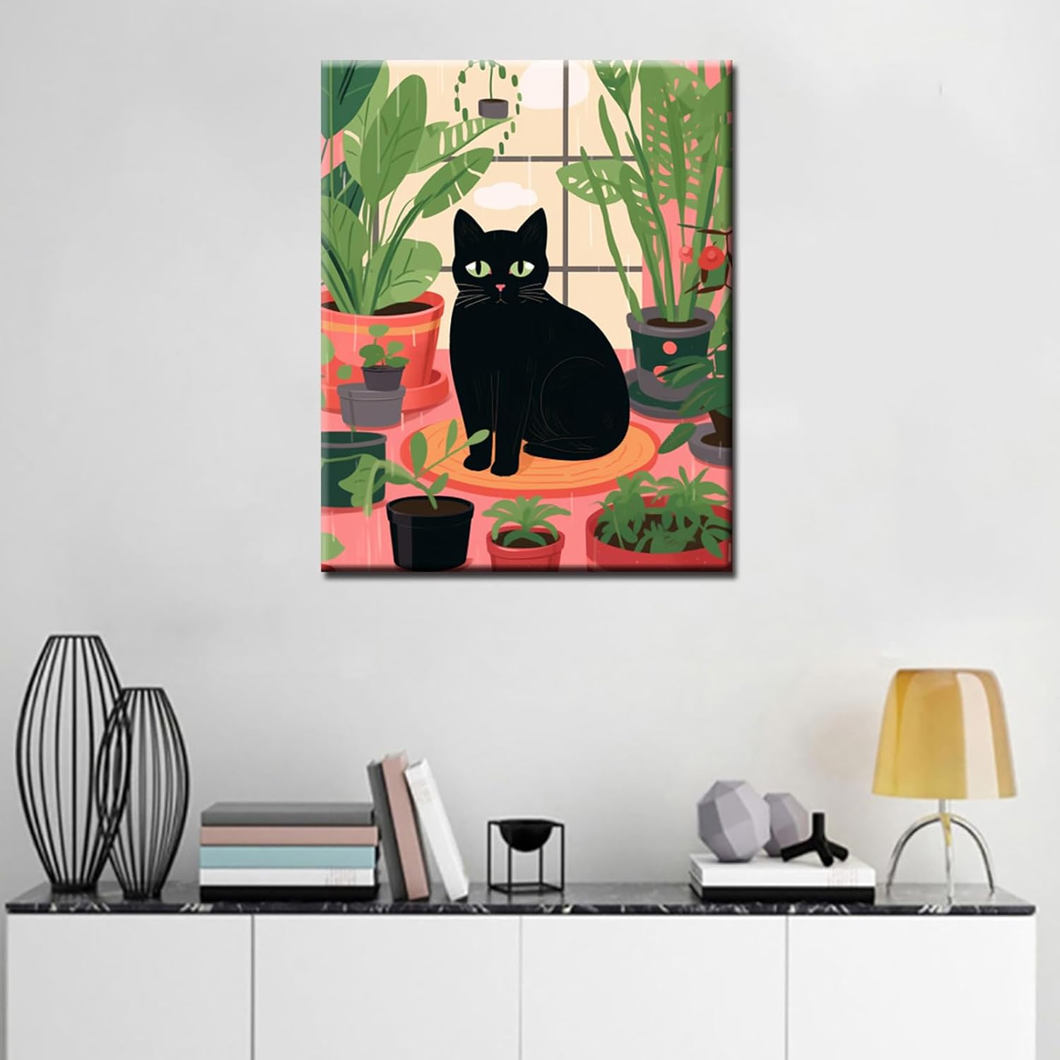 tucocoo-black-cat-potted-plant-malen-nach-zahlen-katze-40x50 image 3