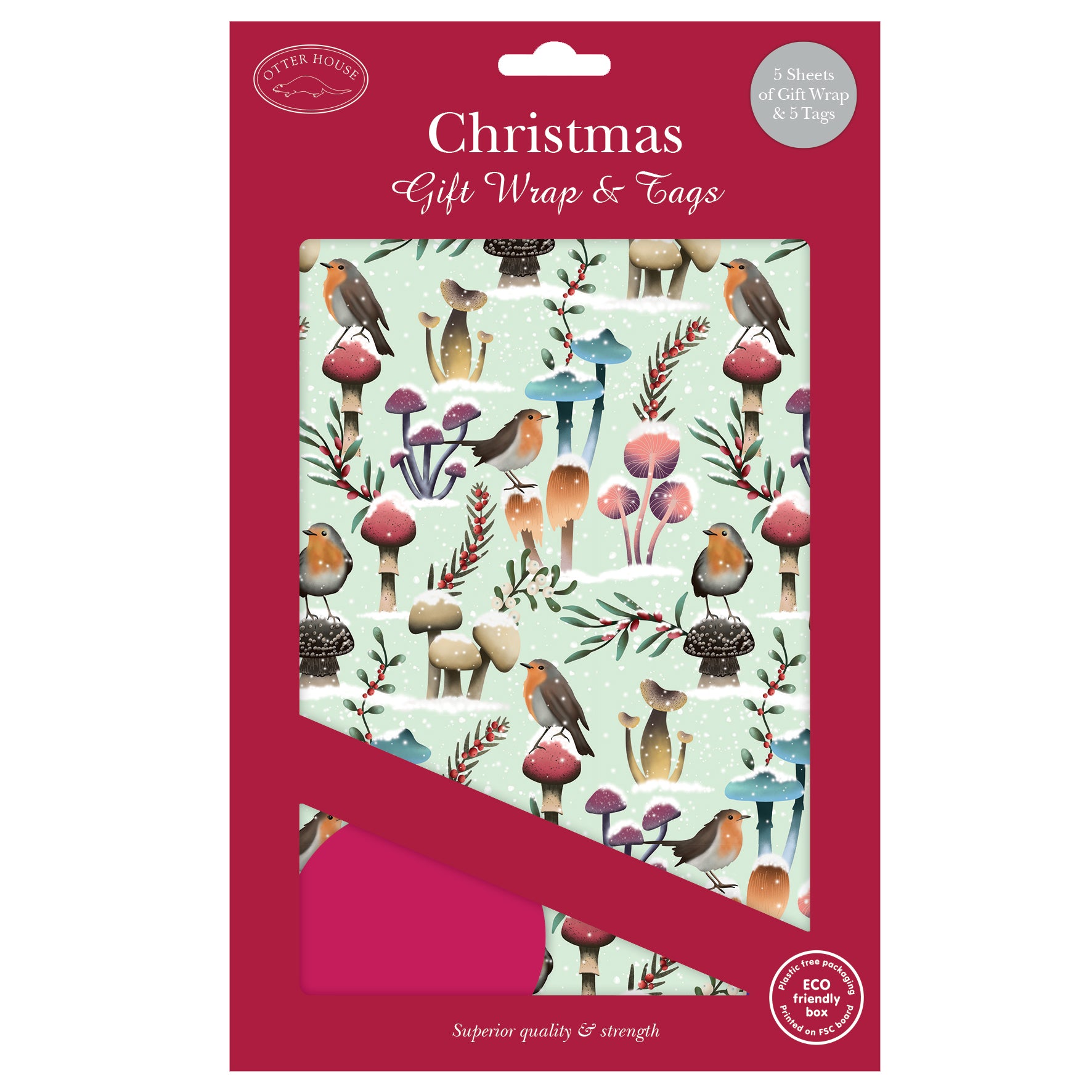 otter-house-merry-mushrooms-geschenkpapier-weihnachten-5-bogen image 1
