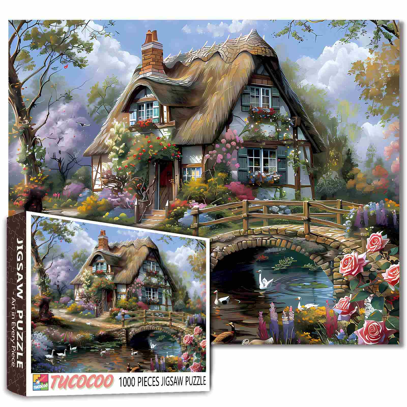 tucocoo-bridgeside-cottage-puzzle-1000-teile-landschaft image 1