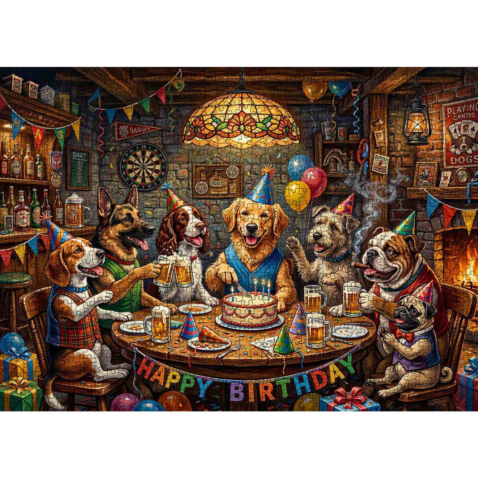 tucocoo-jigsaw-dog-birthday-party-pub-puzzle-1000-teile-hunde image 2