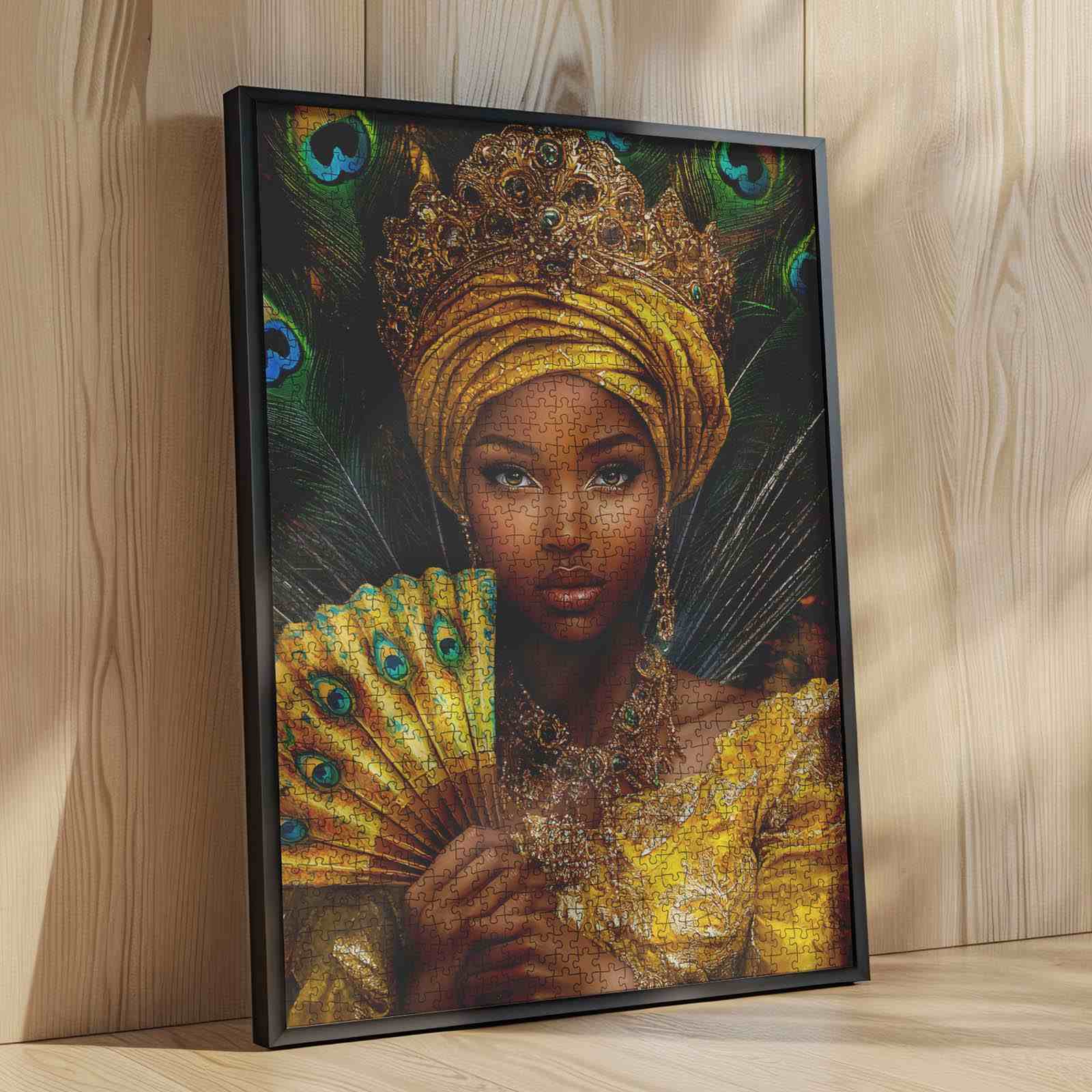 tucocoo-golden-queen-with-peacock-fan-puzzle-1000-teile-portrait image 4