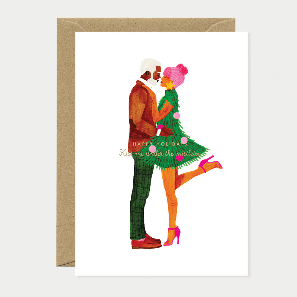 all-the-ways-to-say-mistletoe-greeting-card-weihnachtskarte-a6-goldfolie image 1
