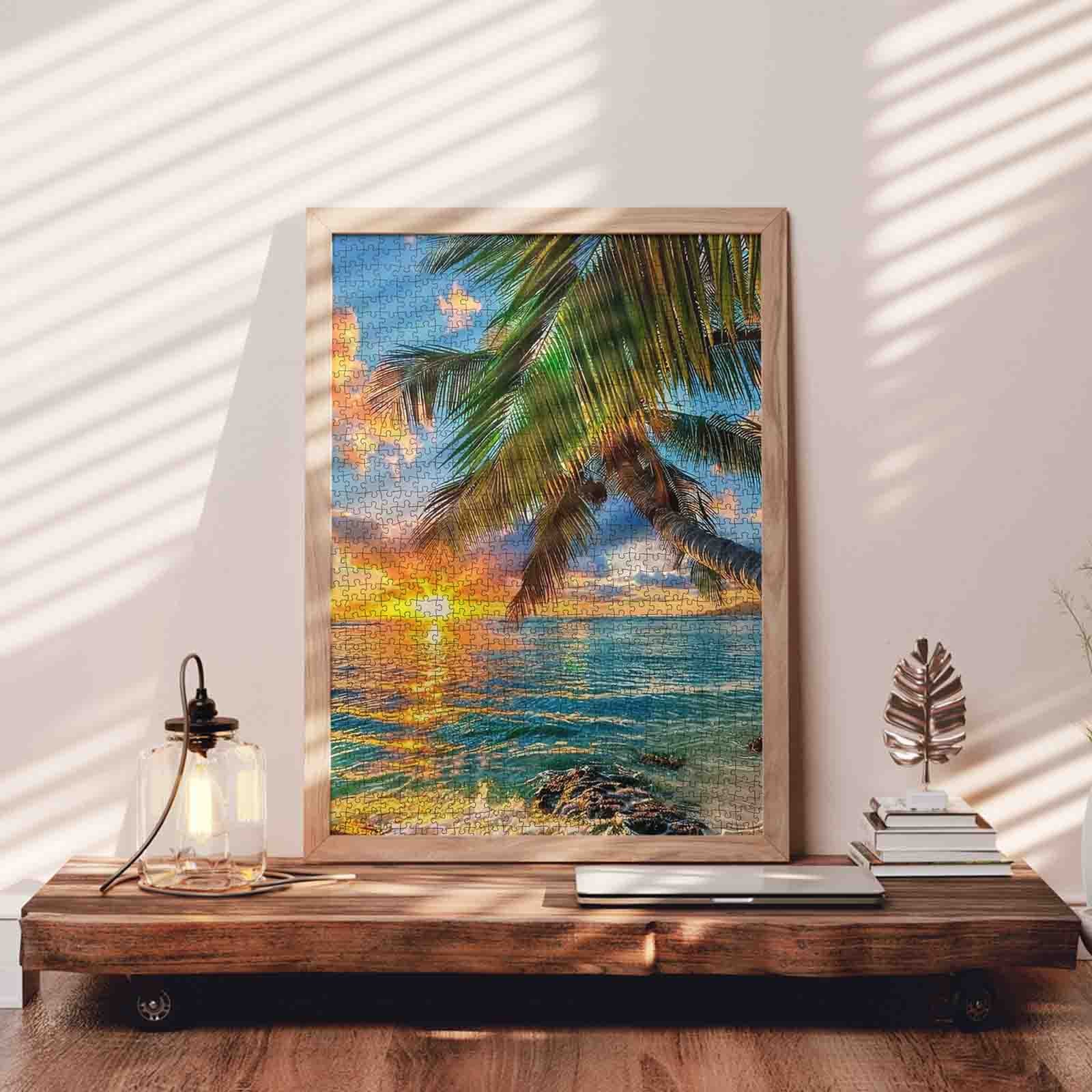 tucocoo-tropical-palm-sunset-shore-puzzle-1000-teile-strand image 3