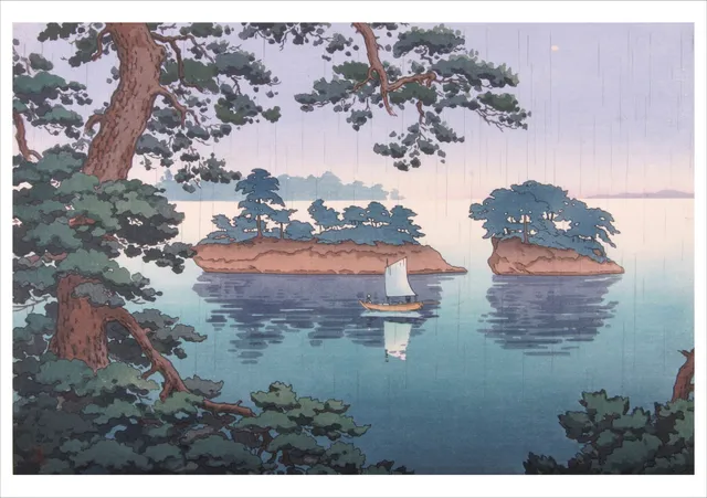 pomegranate-blank-notecards-spring-rain-matsushima-klappkarte-einzelkarte image 1