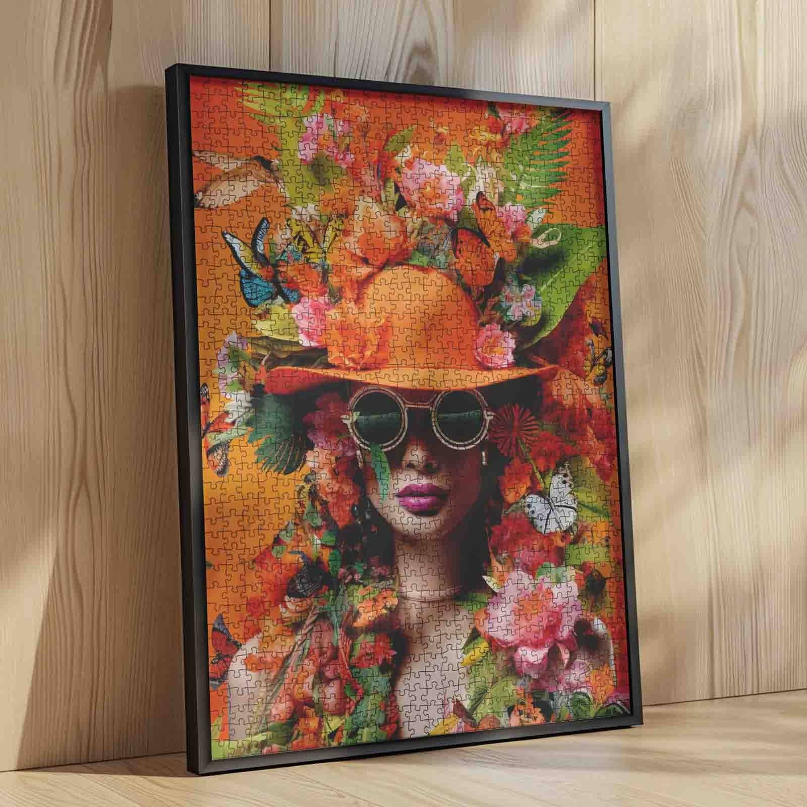 tucocoo-orange-woman-flowers-butterfly-puzzle-1000-teile-portrait image 4
