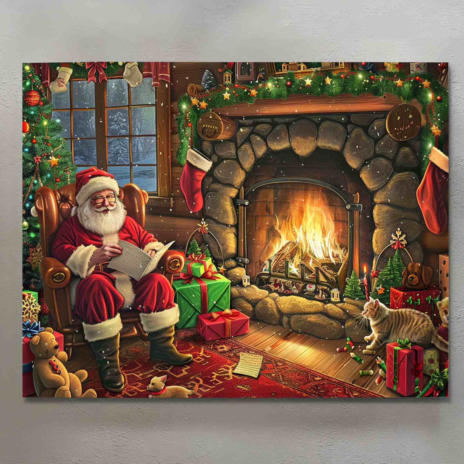 tucocoo-santa-reading-fireplace-leinwandbild-40x50-cm image 2