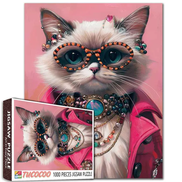 tucocoo-fashionable-cat-puzzle-1000-teile-katze-sonnenbrille image 1