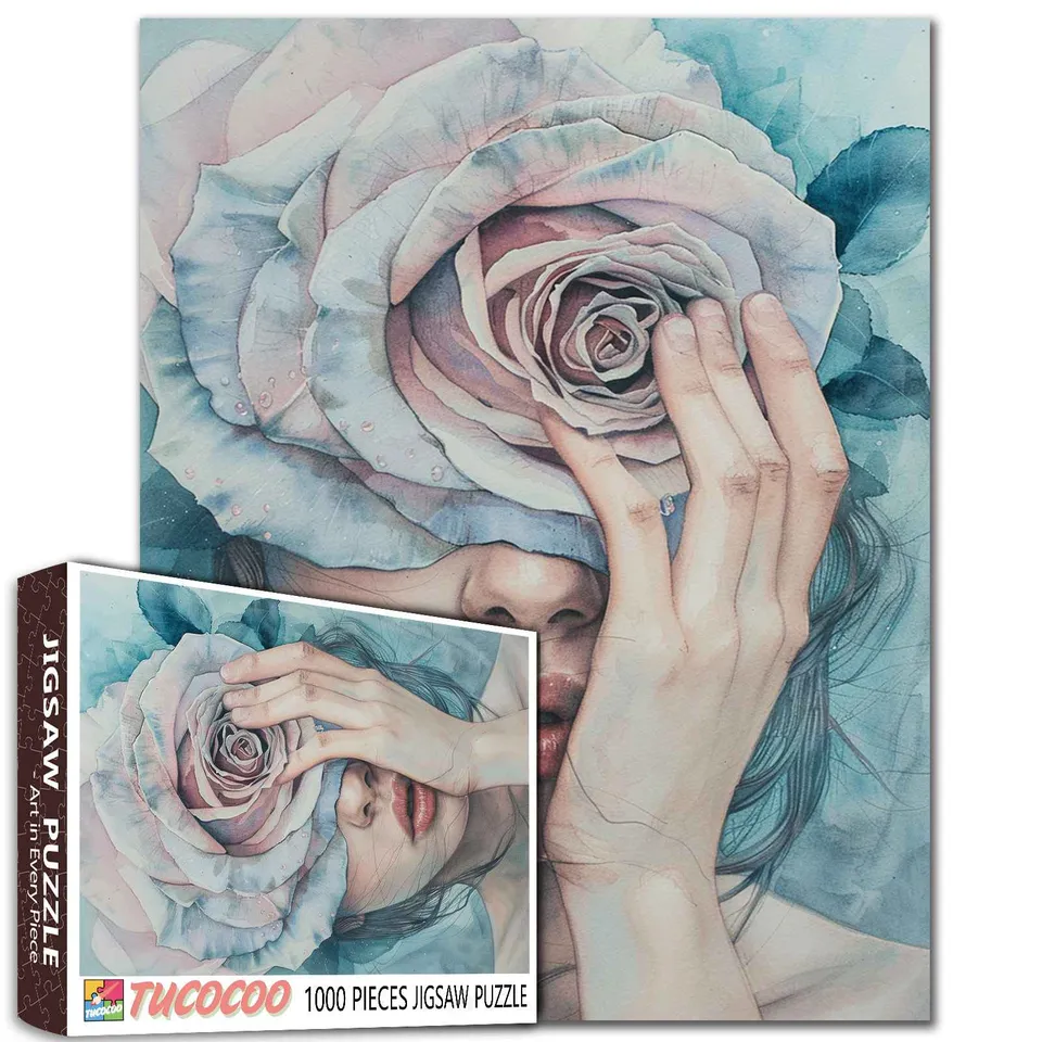 tucocoo-rose-enigma-puzzle-1000-teile-frau-mit-rose image 1