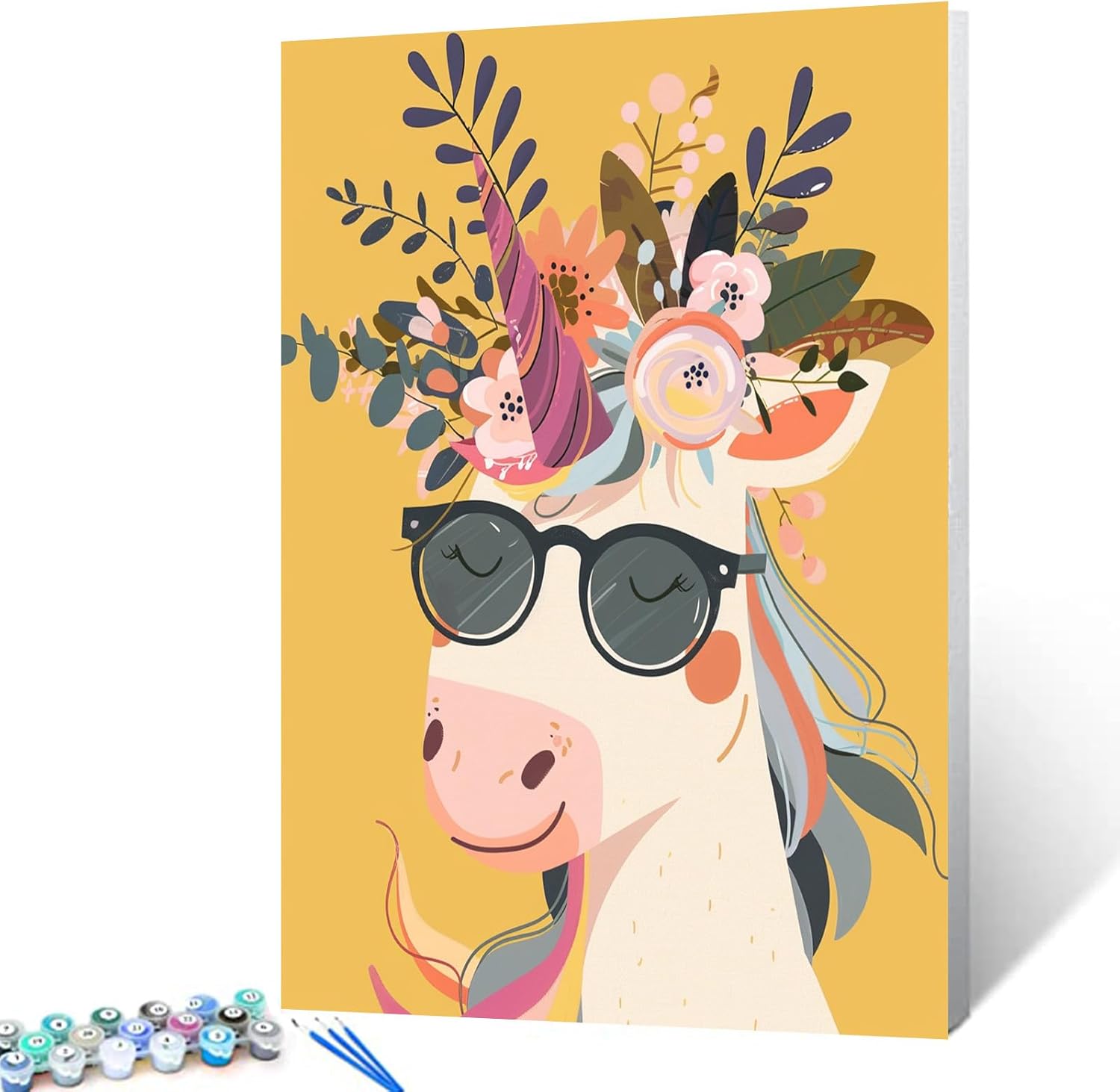 tucocoo-unicorn-wearing-shades-straw-hat-malen-nach-zahlen-40x50-ohne-rahmen image 1