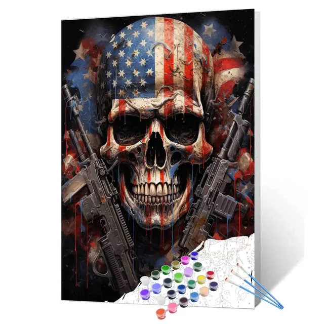 tucocoo-paint-by-numbers-patriotic-skull-warrior-malen-nach-zahlen-40x50 image 1