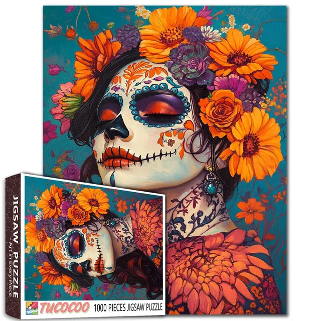 tucocoo-jigsaw-puzzles-floral-sugar-skull-woman-puzzle-1000-teile image 1