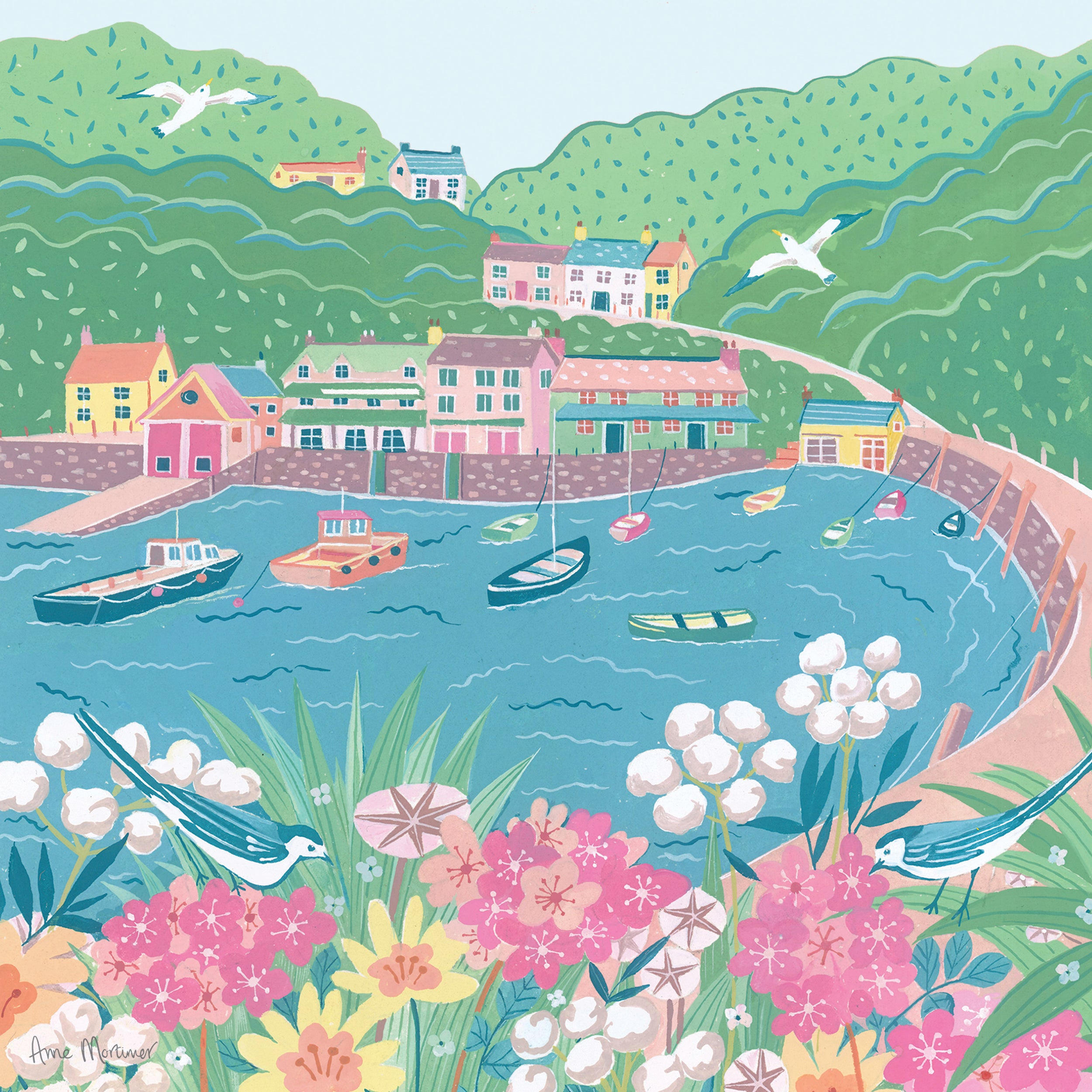 otter-house-quayside-pastel-harbour-grusskarte-galerie-karte image 1