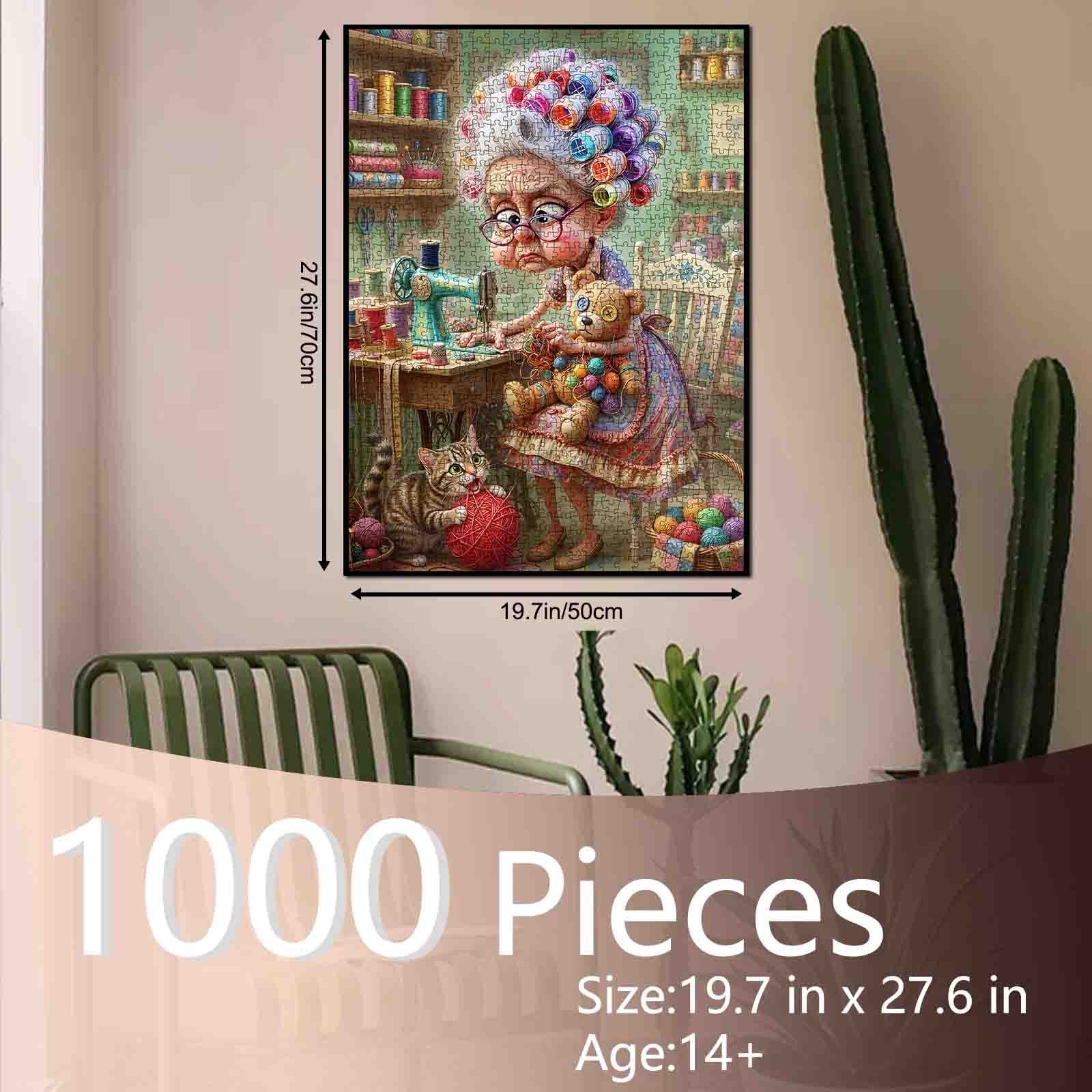 tucocoo-funny-sewing-grandma-and-cat-puzzle-1000-teile image 5