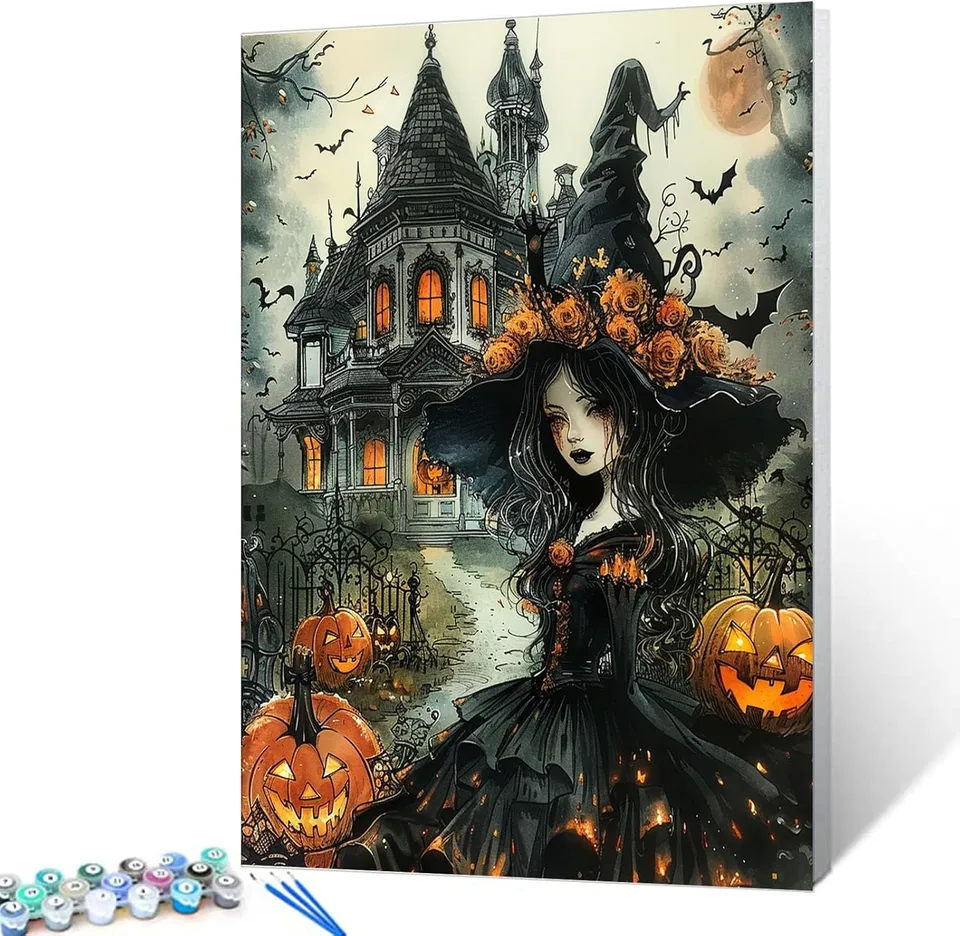tucocoo-paint-by-numbers-gothic-schloss-hexe-malen-nach-zahlen image 1