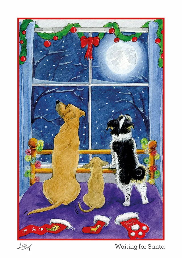 otter-house-christmas-alison-s-animals-waiting-for-santa-weihnachtskarte image 1