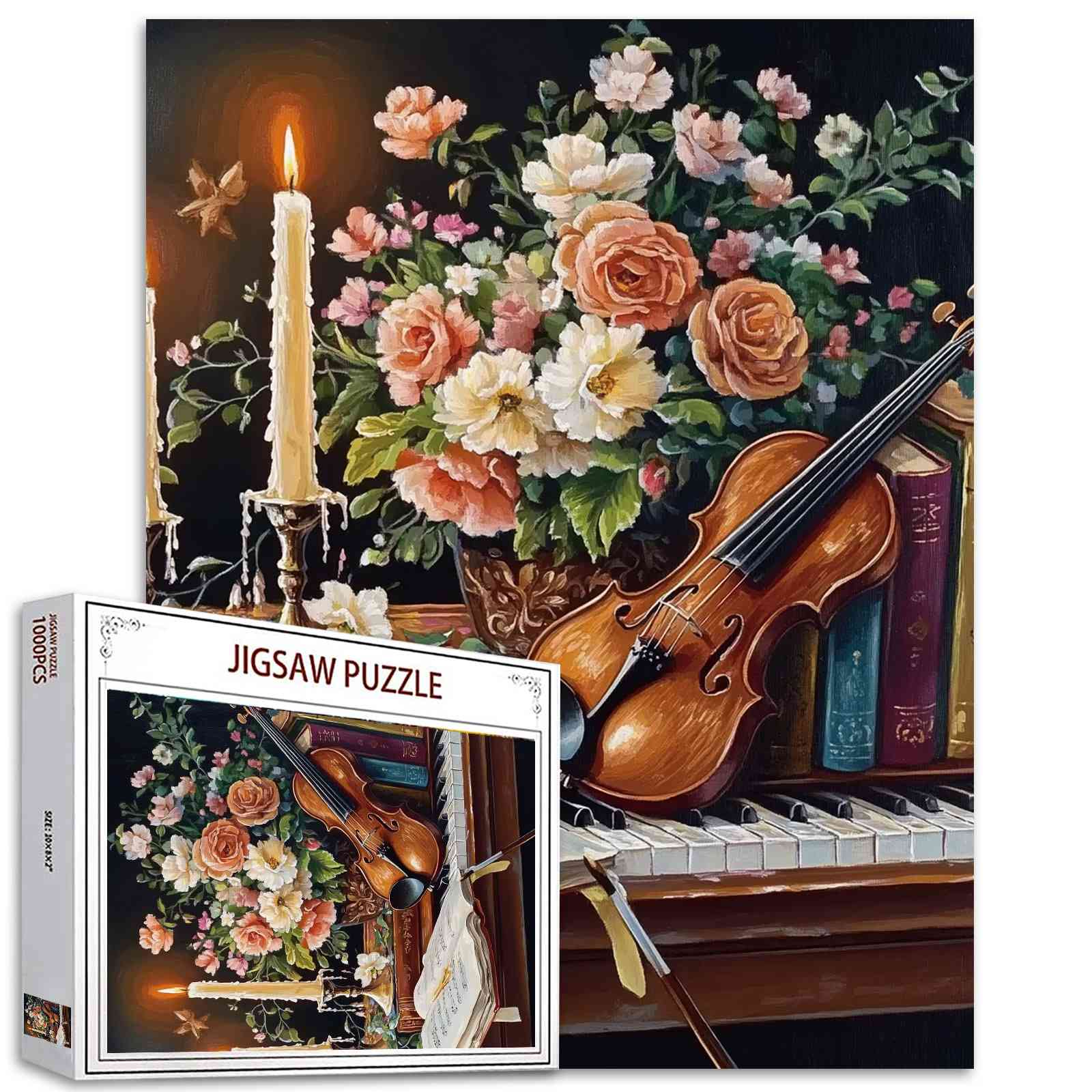 tucocoo-romantic-violin-and-roses-puzzle-1000-teile-blumen image 1