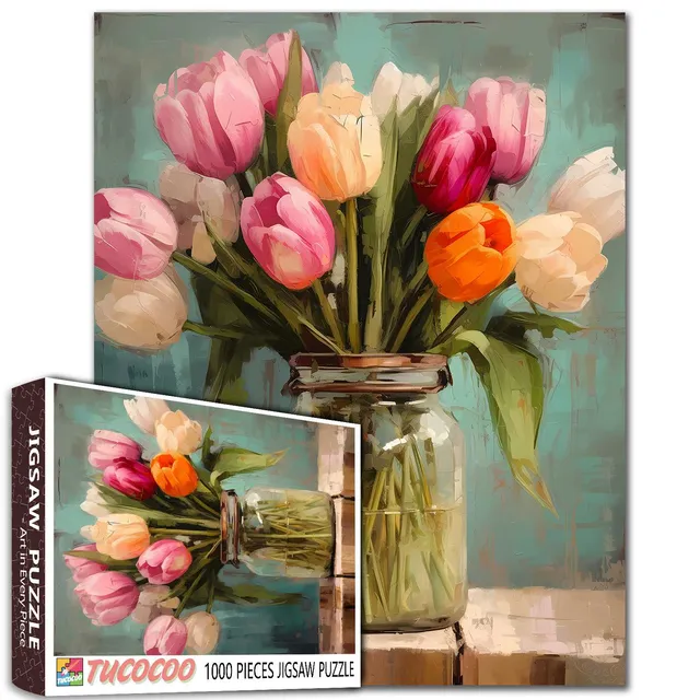 tucocoo-rustic-tulips-art-puzzle-1000-teile-tulpen image 1