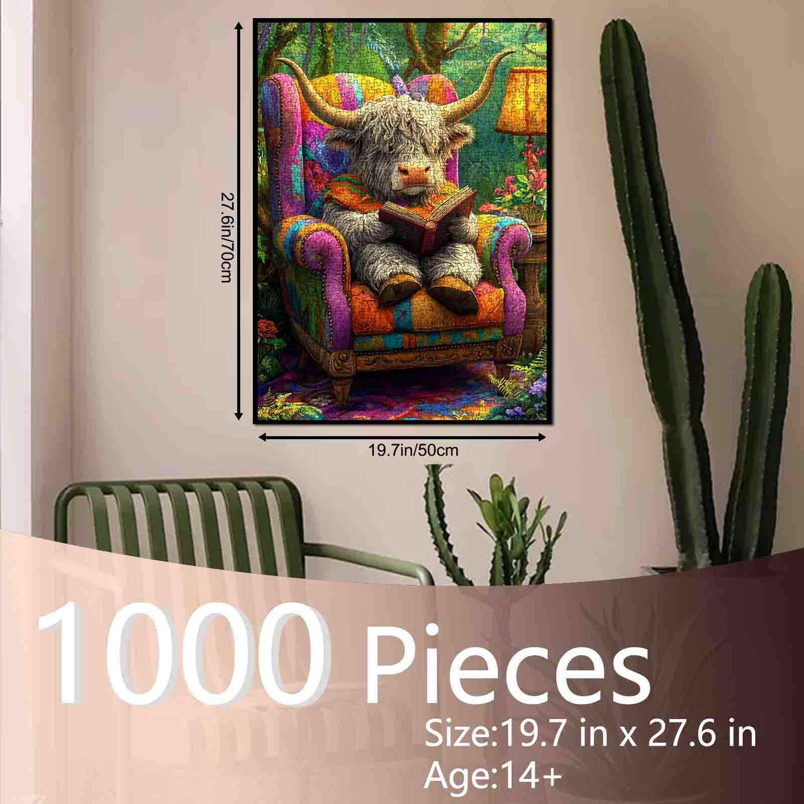 tucocoo-highland-cow-reading-puzzle-1000-teile-kuh image 5
