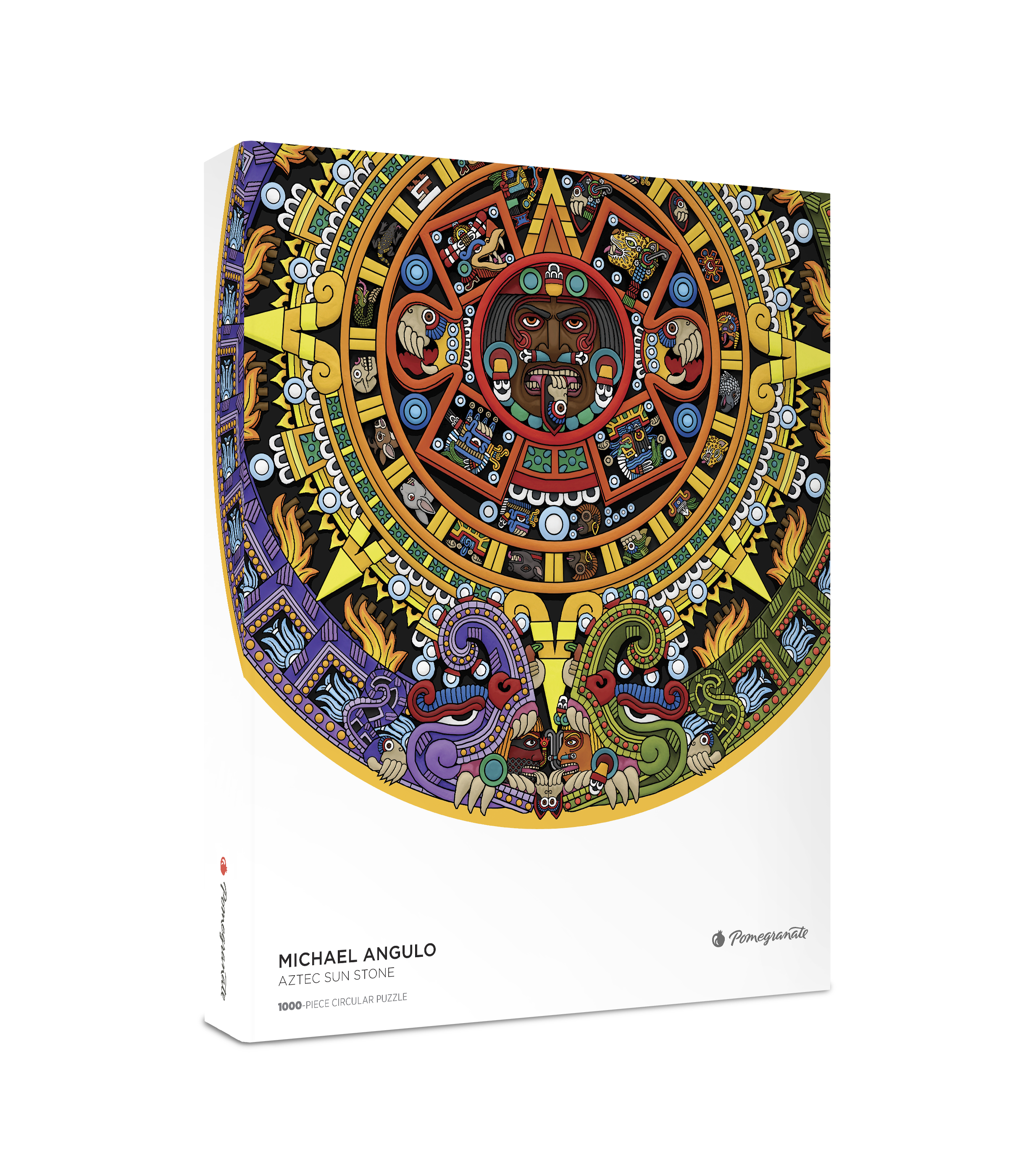 pomegranate-aztec-sun-stone-puzzle-1000-teile-rund image 1