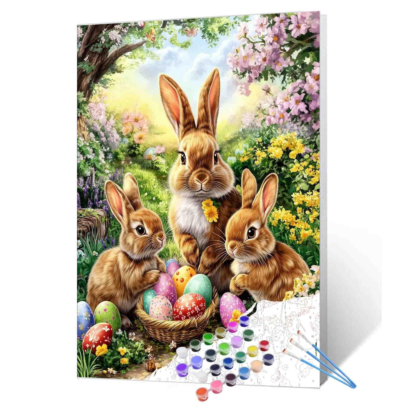 tucocoo-spring-bunny-family-gathering-malen-nach-zahlen-ostern-40x50 image 1