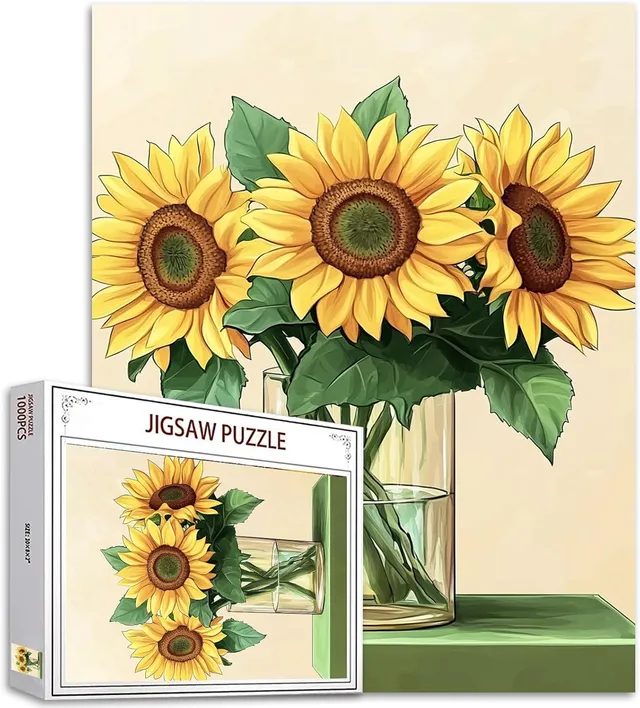 tucocoo-sonnenblumen-vase-puzzle-1000-teile-retro image 1